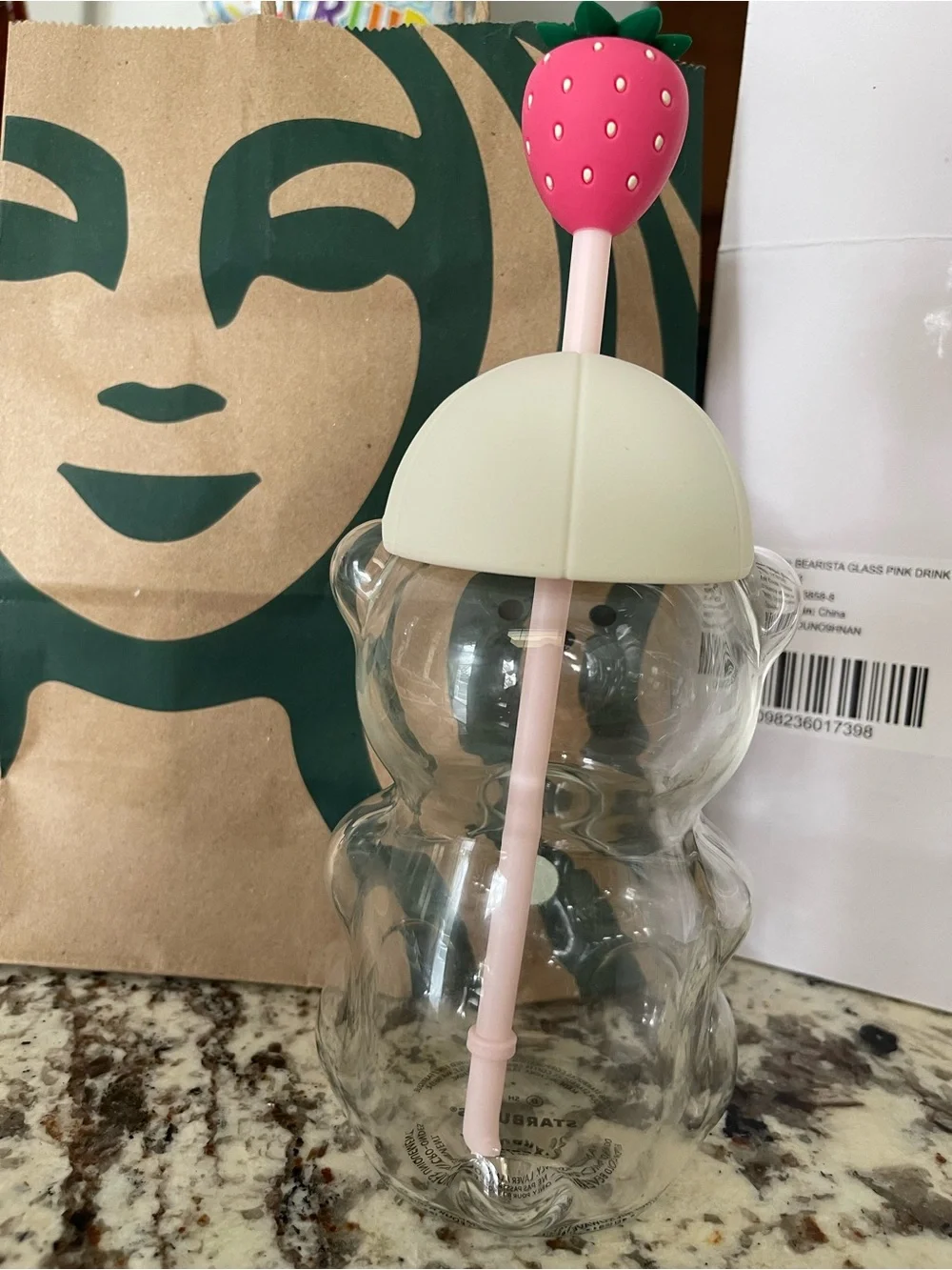 New Starbucks Clear Bear Tumbler with Pink Strawberry Straw 07/13/26 launch day